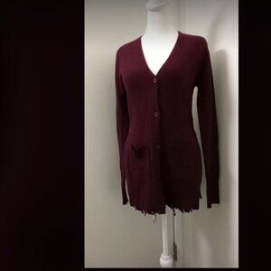 RtA Andre Distressed Cashmere Cardigan in Wine